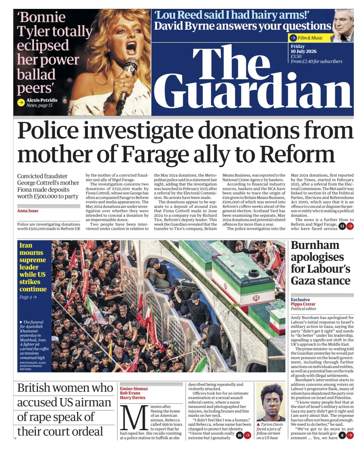 The Guardian front page