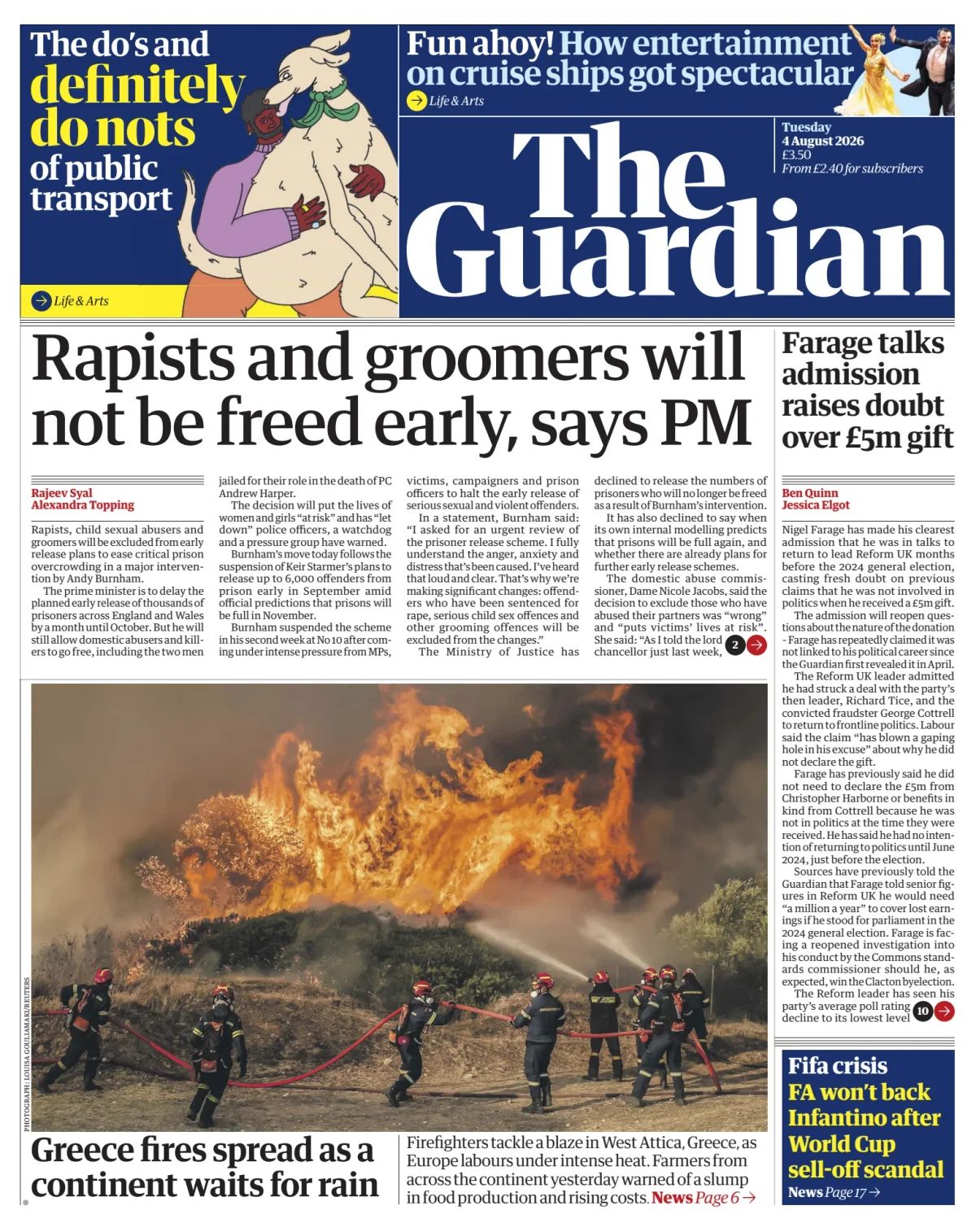 The Guardian front page