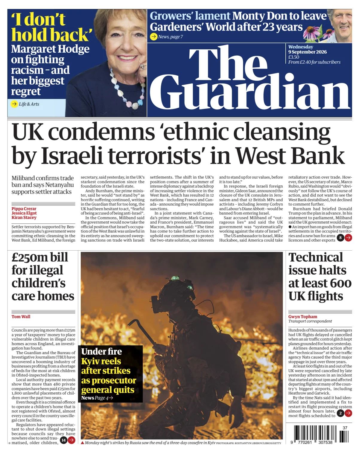 The Guardian front page