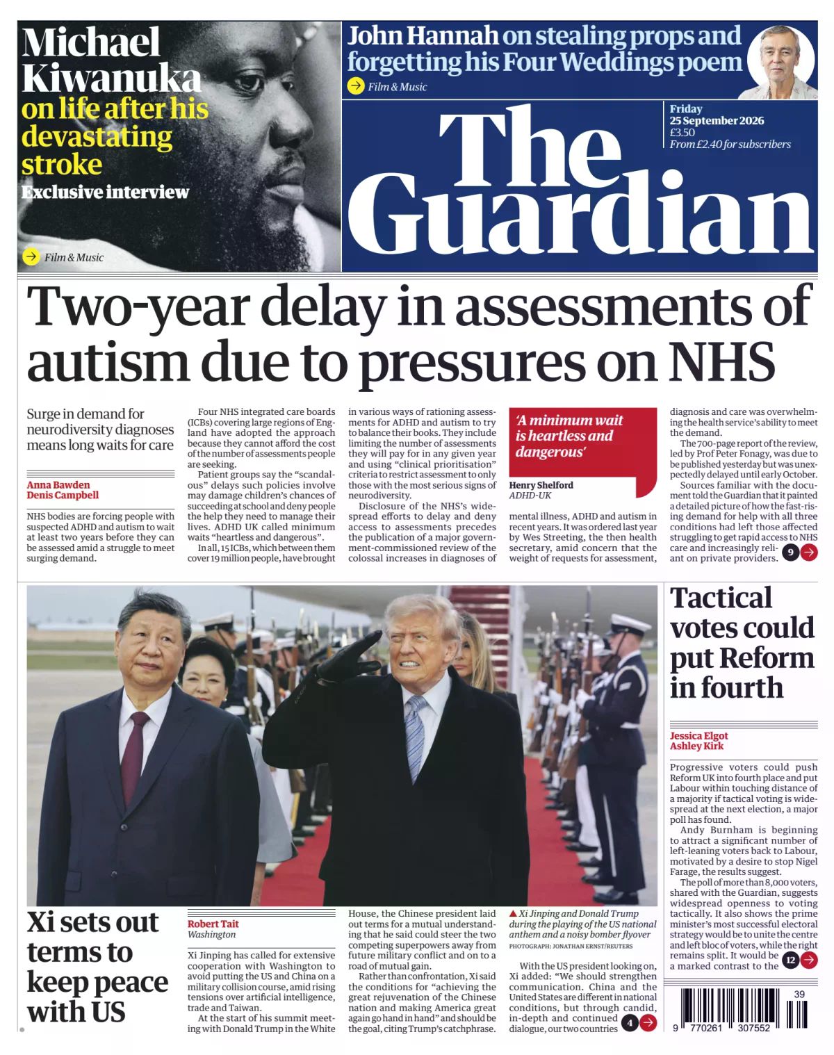 The Guardian front page